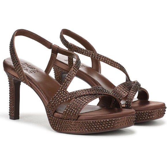 Naturalizer Women Chocolate Satin Polyurethane Rounded Open Toes Platform Shoes - Picture 7 of 9